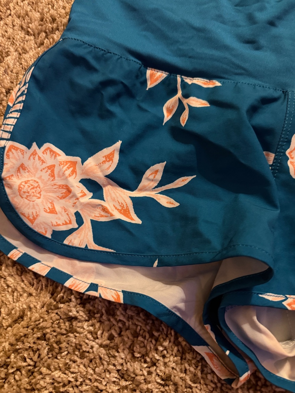 Roxy Teal Floral Shorts with Peach Accents - Picture 2 of 5
